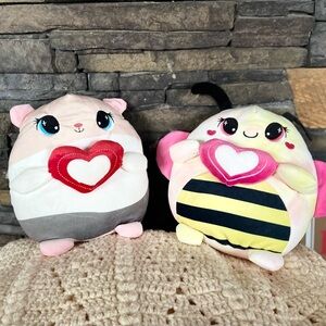 KnockOff Squishmallows Pink and Gray Hamster with Yellow and Black Bee NWOT
